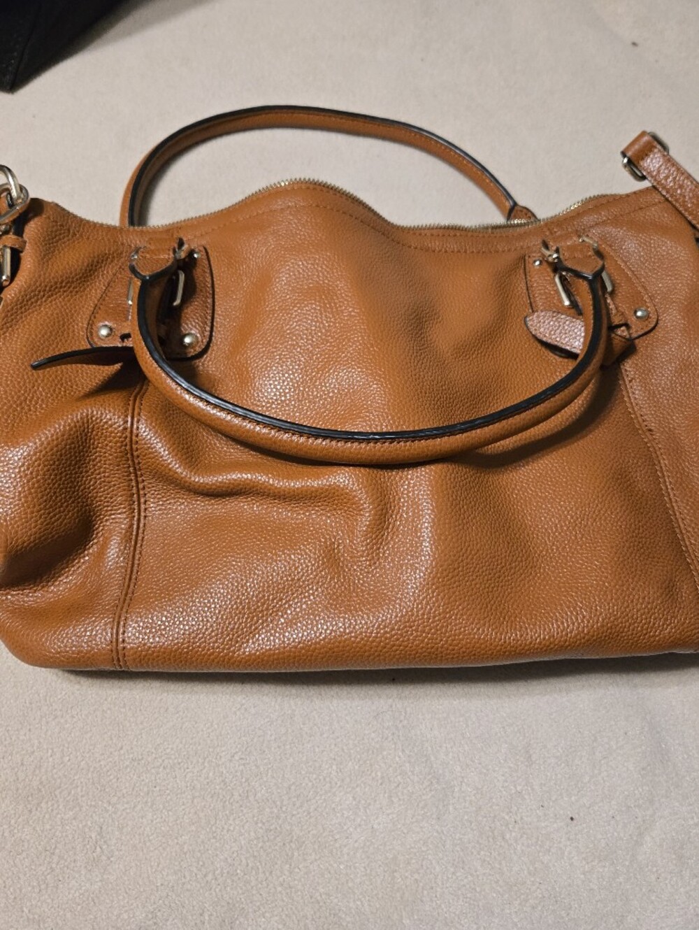 Structured Pebbled Shoulder Bag in Tan